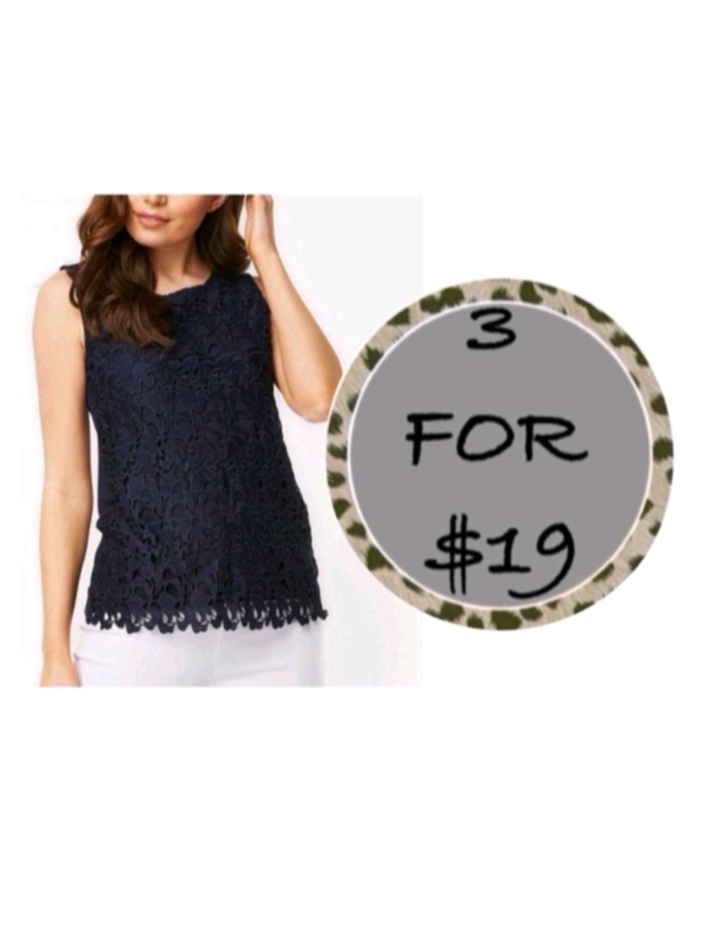 3/$19 Banana Republic Navy blue Lace Sleeveless blouse tank Top
